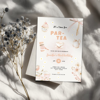 Convite para Festa de Chá de Pastel para Meninas -
