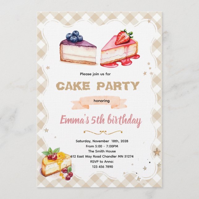convite para festa de cheesecake (Frente)