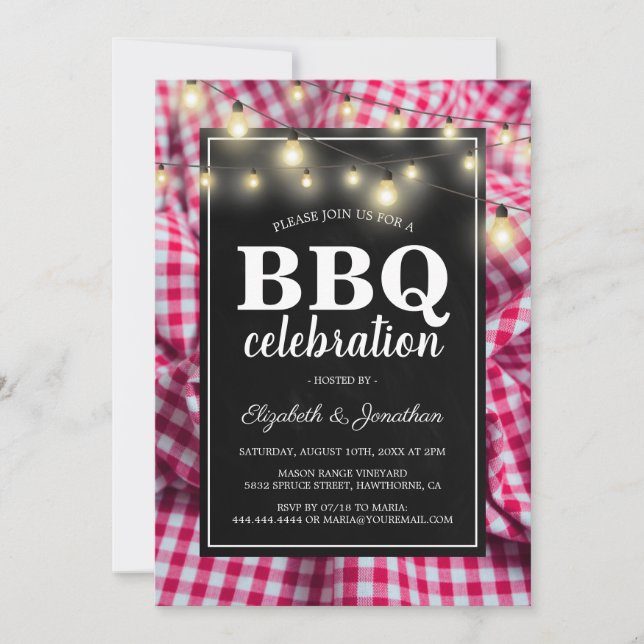 Convite para Festa de Churrasco ao Ar Livre Rústic (Frente)