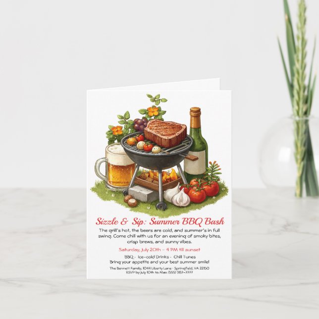 Convite para Festa de Churrasco & Cerveja de Verão (Frente)