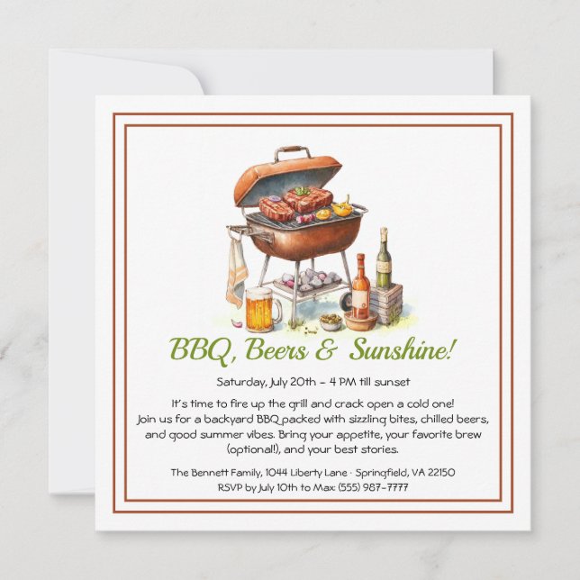 Convite para Festa de Churrasco & Cerveja de Verão (Frente)
