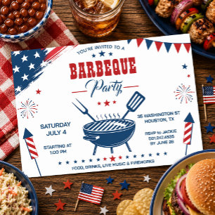 Convite para Festa de Churrasco de 4 de Julho