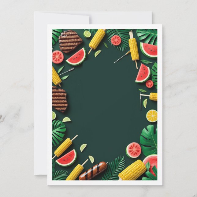 Convite para Festa de Churrasco de Verão Tropical (Verso)