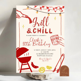 Convite para festa de churrasco Grill and Chill co