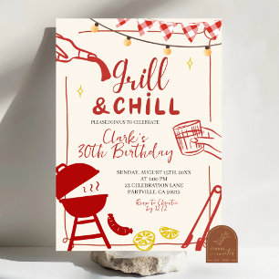 Convite para festa de churrasco Grill and Chill co