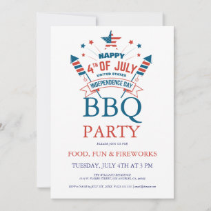 Convite para Festa de Churrasco no 4 de Julho com 