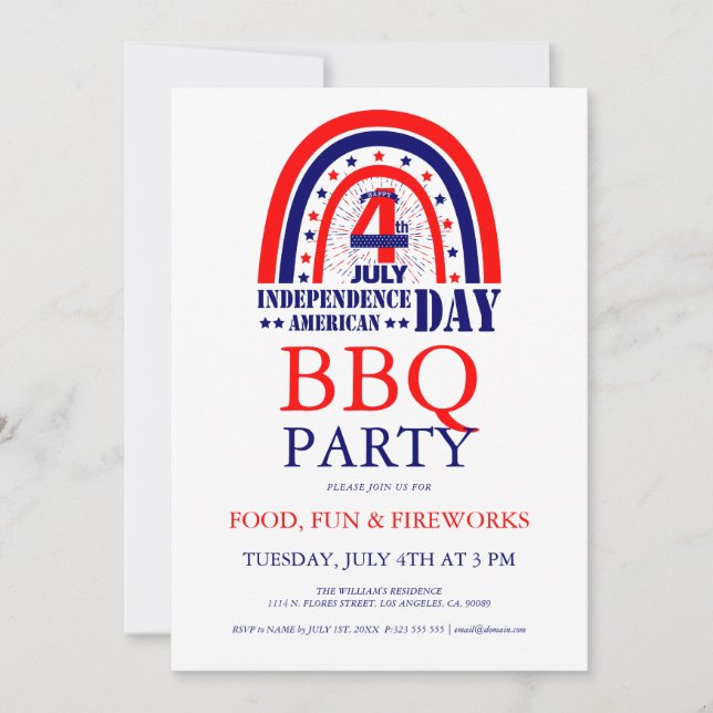 Convite para Festa de Churrasco no Dia 4 de Julho  (Frente)