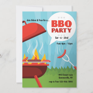 Convite para Festa de Churrasco Vermelho Quente