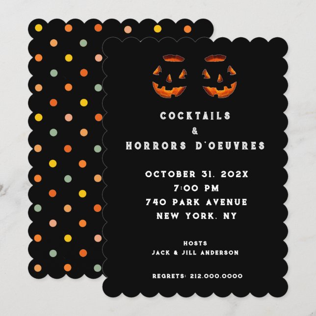 Convite para Festa de Cocktail de Halloween para A (Frente/Verso)