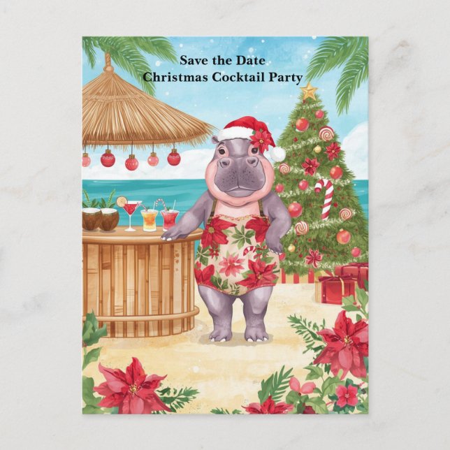 Convite para Festa de Cocktail de Natal Tropical (Frente)
