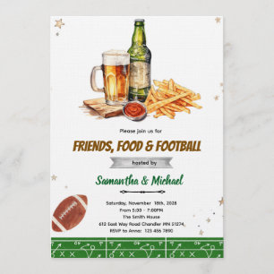 Convite para festa de Comida de Amigos e Futebol