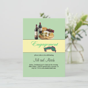 Convite para Festa de Compromisso com Vinho e Quei