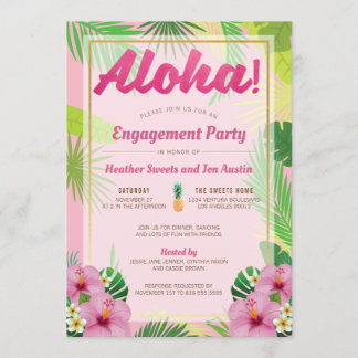 Convite para Festa de Compromisso Luau