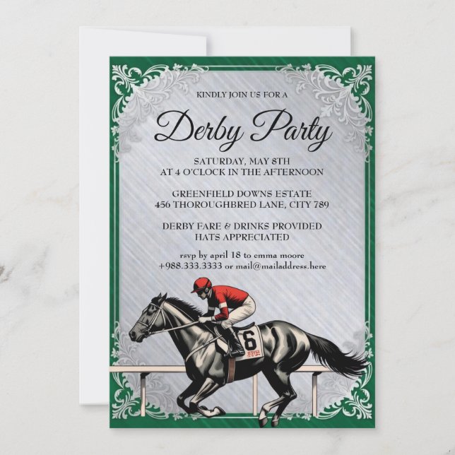 Convite para Festa de Corrida de Cavalos Derby 202 (Frente)