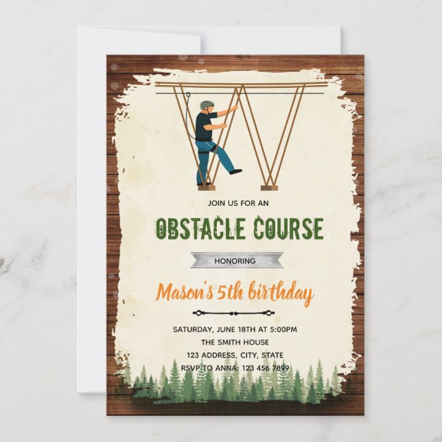 convite para festa de curso de corda zipline (Frente)