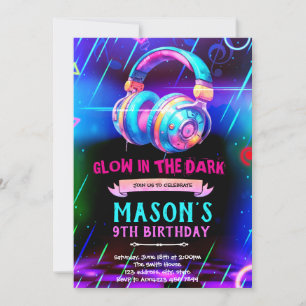 Convite para festa de dança de música glow