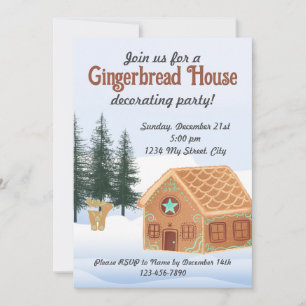Convite para Festa de Decoração de Casa de Gingerb
