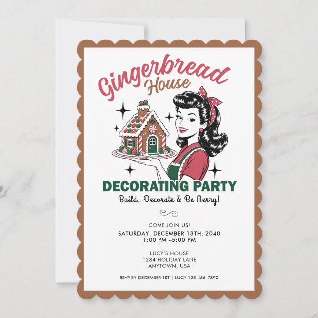 Convite para Festa de Decoração de Casa de Pão de  (Frente)