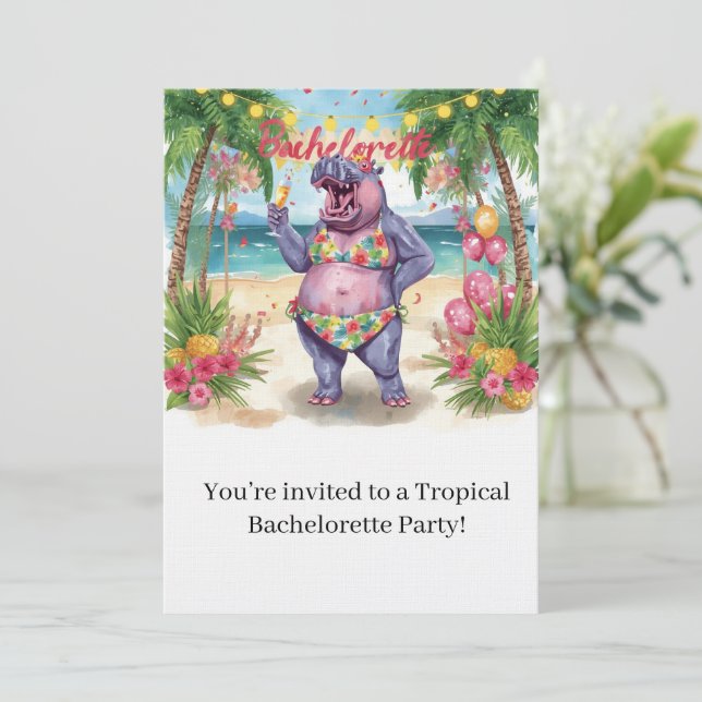 Convite para Festa de Despedida de Solteira Hipopó (Em pé/Frente)