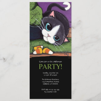 Convite para Festa de Dia das Bruxas de Gato Preto