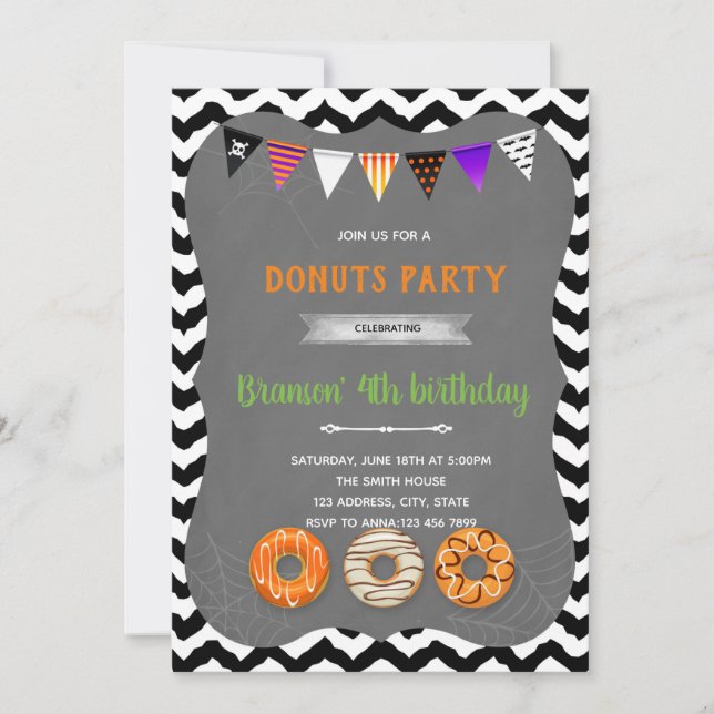 Convite para festa de donut de Halloween (Frente)