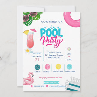 Convite para Festa de Drinks de Verão na Piscina T