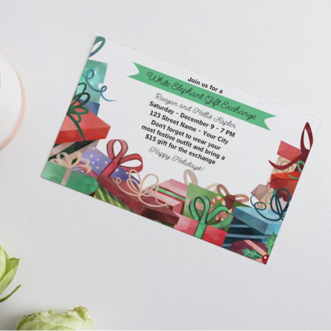 Convite para Festa de Elefante Branco de Natal (Criador carregado)