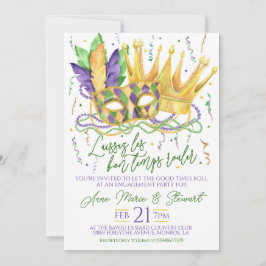 Convite para Festa de Engajamento de Mardi Gras