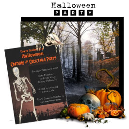 Convite para Festa de Fantasias de Halloween e Coq