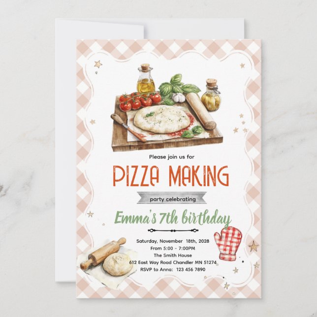 Convite para Festa de Fazer Pizza (Frente)