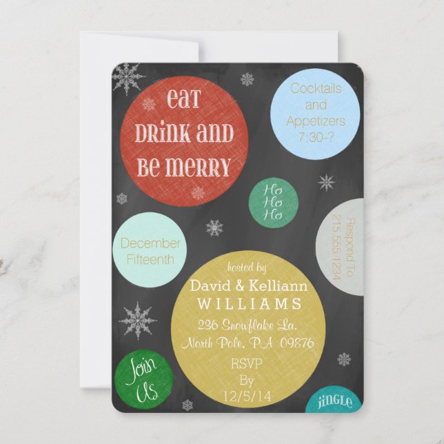 Convite para Festa de Feriado de Flocos de Neve e  (Frente)