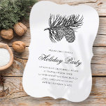 Convite para Festa de Feriado de Pinheiro Branco N<br><div class="desc">O design é composto por agulhas de pinheiro preto e branco Disponível aqui: http://www.zazzle.com/store/selectpartysupplies</div>