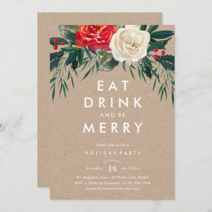 Convite para Festa de Feriado de Rosa de Feriado