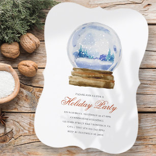 Convite para Festa de Feriado de Snowglobe de Wate