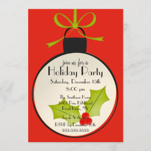 Convite para Festa de Feriado do Enfeites de natal