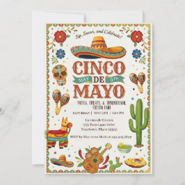 Convite para Festa de Feriado Vibrante de Cinco De