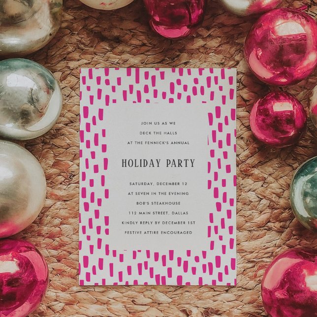 Convite para Festa de Férias Bright Pink Dashing (Bright Pink Dashing Holiday Party Invitation)