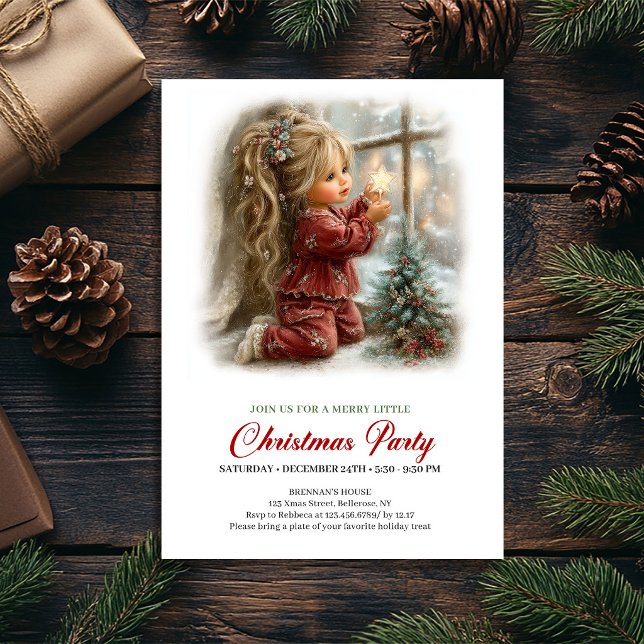 Convite para Festa de Férias Cena de Inverno Vinta (Holiday Party Invitation Vintage Winter Scene Cozy)
