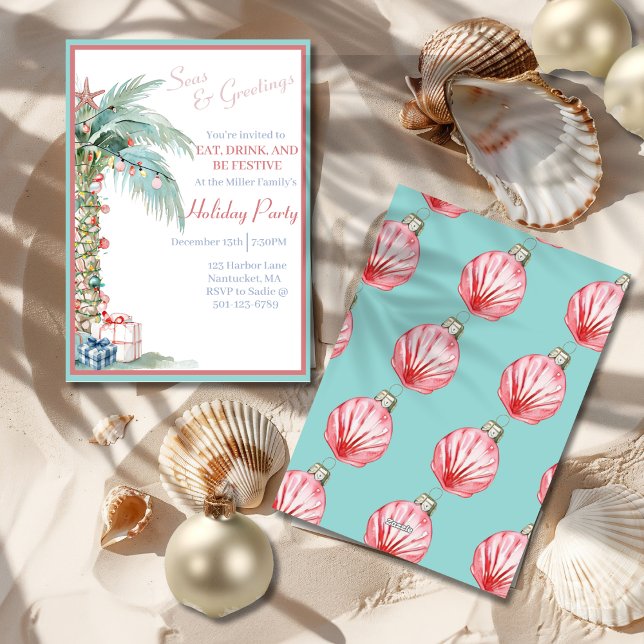 Convite para Festa de Férias de Árvore de Palma de (Christmas Palm Tree Holiday Party Invitation)