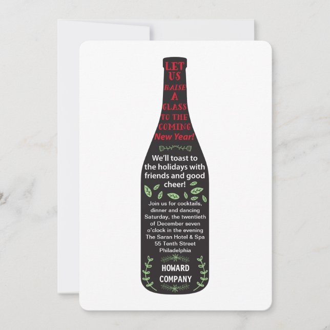 convite para festa de férias de garrafa de vinho (Frente)