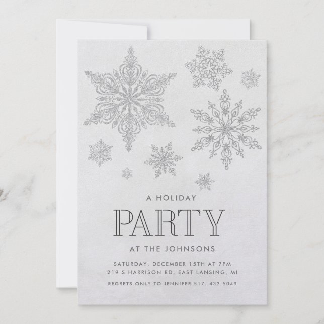 Convite para Festa de Férias de Inverno Snowflake (Frente)