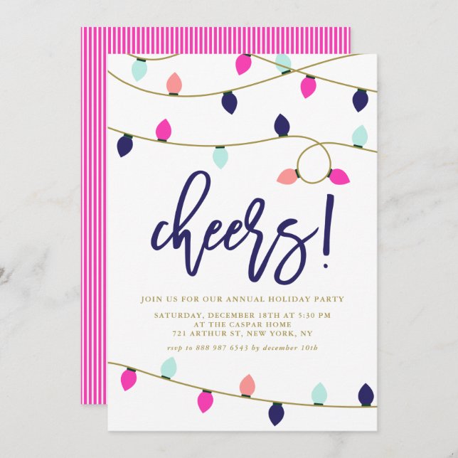 Convite para Festa de Férias de Natal Coloridas (Frente/Verso)