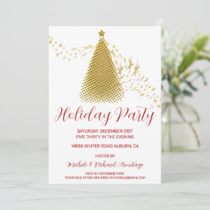 Convite para Festa de Férias de Natal Dourado para