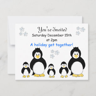Convite para Festa de Férias de Pinguim
