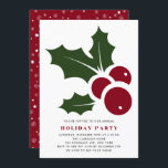 Convite para Festa de Férias Holly Modern<br><div class="desc">Convite para festas de Natal modernas e festivas,  com estrelas e estilos de neve. Itens correspondentes e outras cores estão disponíveis.</div>