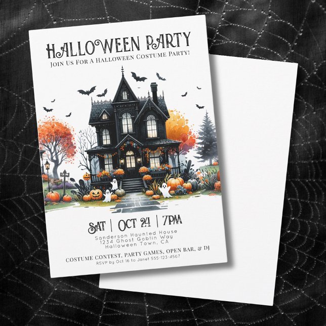 Convite para Festa de Festa de Feira de Feira de F (Spooky Costume Halloween Party Invitation)