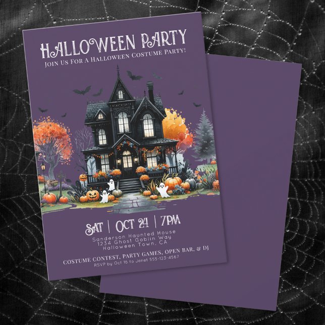 Convite para Festa de Festa de Feira de Feira de F (Spooky Costume Halloween Party Invitation)