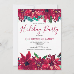 Convite para Festa de Fim de Ano com Poinsettia Ve