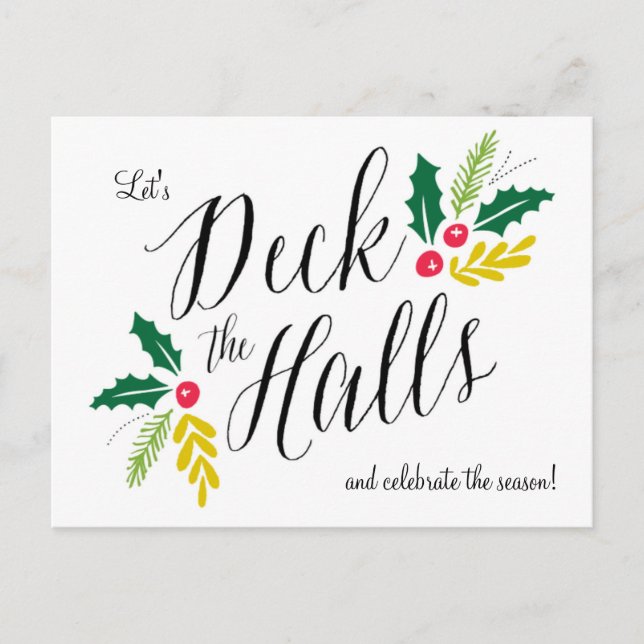 Convite para Festa de Fim de Ano Deck the Halls (Frente)