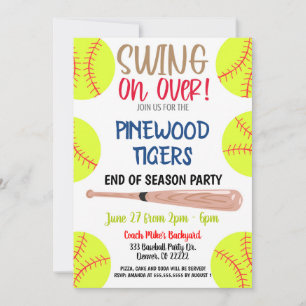 Convite para Festa de Fim de Temporada de Softbol